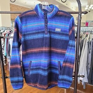 Eddie Bauer Fleece Pullover Blue Brown Ombre Size Large 14